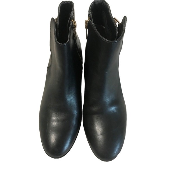 SAM EDELMAN Peter Black Leather Zip Gold Buckle Ankle  Booties Boots  6M - Picture 2 of 9
